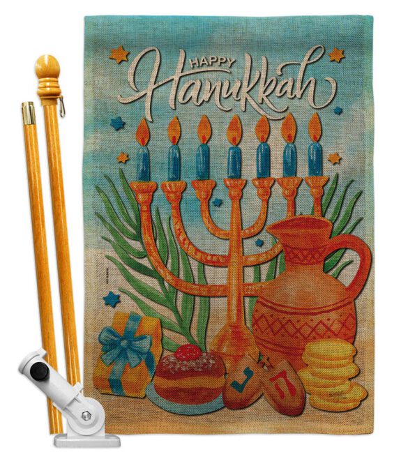 Hanukkah Feast - Hanukkah Winter Vertical Impressions Decorative Flags HG120278 Made In USA - Image 26