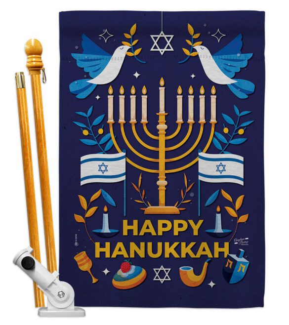 Hanukkah Bless - Hanukkah Winter Vertical Impressions Decorative Flags HG130425 Made In USA - Image 5