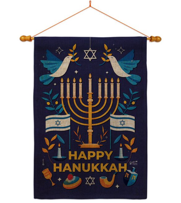 Hanukkah Bless - Hanukkah Winter Vertical Impressions Decorative Flags HG130425 Made In USA - Image 42
