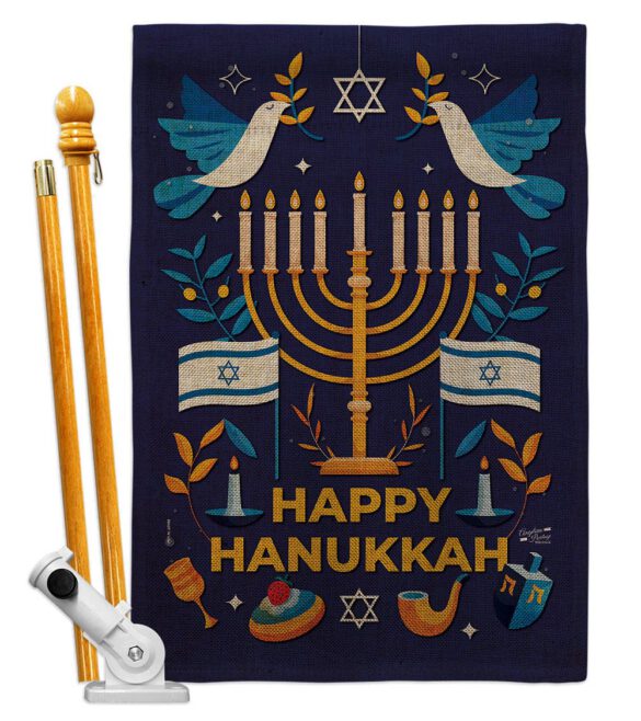 Hanukkah Bless - Hanukkah Winter Vertical Impressions Decorative Flags HG130425 Made In USA - Image 26