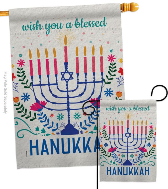 Hanukkan Wish - Hanukkah Winter Vertical Impressions Decorative Flags HG120276 Made In USA - Image 3