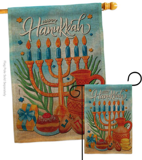 Hanukkah Feast - Hanukkah Winter Vertical Impressions Decorative Flags HG120278 Made In USA - Image 24