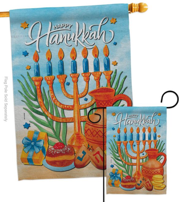 Hanukkah Feast - Hanukkah Winter Vertical Impressions Decorative Flags HG120278 Made In USA - Image 3