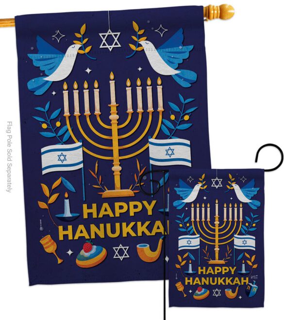 Hanukkah Bless - Hanukkah Winter Vertical Impressions Decorative Flags HG130425 Made In USA - Image 3