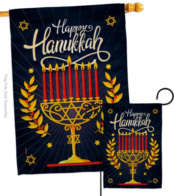 Happy Hanukkah - Hanukkah Winter Vertical Impressions Decorative Flags HG137327 Made In USA - Image 3