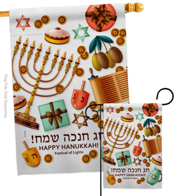 Festival of Lights - Hanukkah Winter Vertical Impressions Decorative Flags HG137376 Made In USA - Image 3