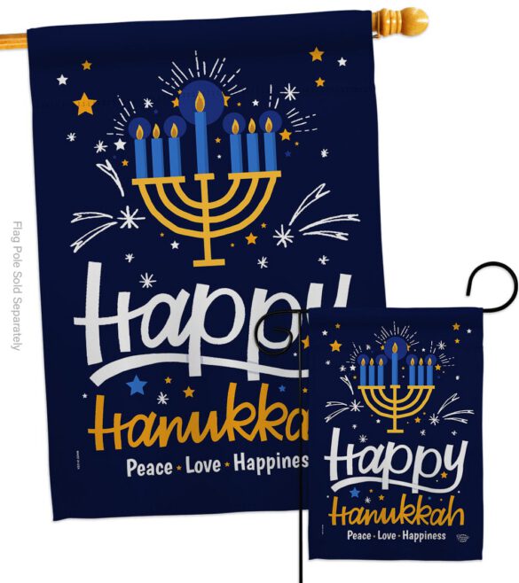 Happy Hanukkah - Hanukkah Winter Vertical Impressions Decorative Flags HG192314 Made In USA - Image 3