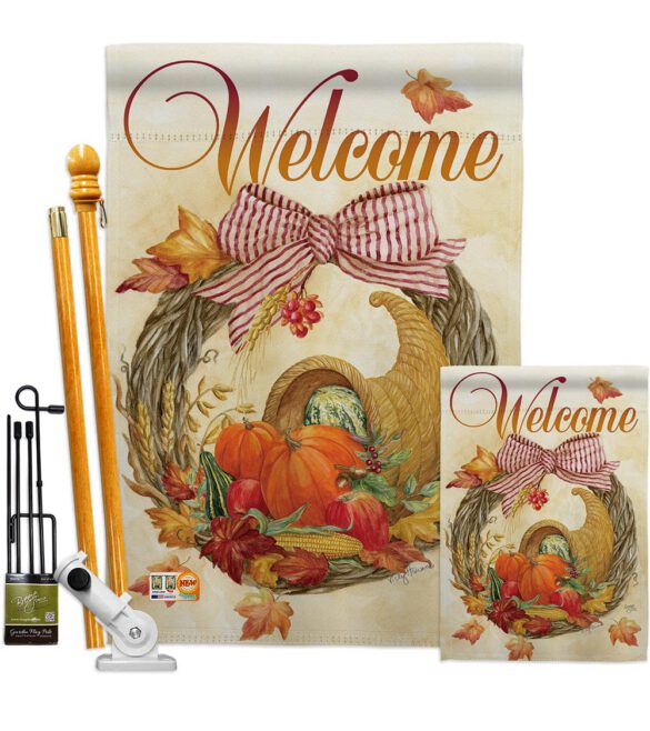 Cornucopia Wreath - Harvest & Autumn Fall Vertical Impressions Decorative Flags HG113044 Made In USA - Image 6