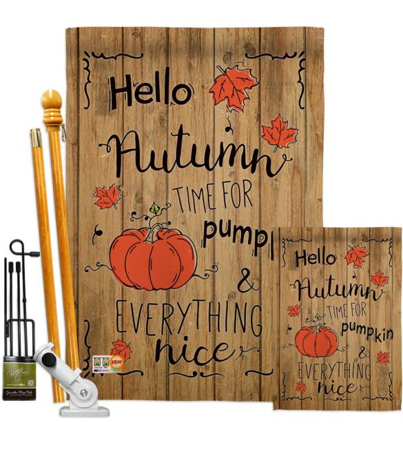 Hello Autumn Time for Pumpkin - Harvest & Autumn Fall Vertical Impressions Decorative Flags HG113064 Made In USA - Image 6