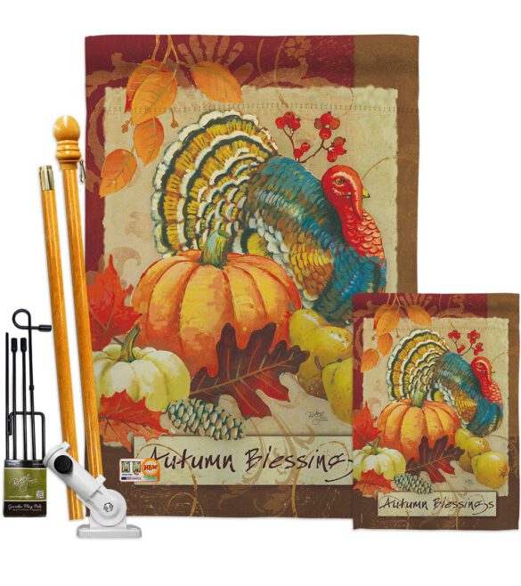 Autumn Blessings Turkey - Harvest & Autumn Fall Vertical Impressions Decorative Flags HG113070 Made In USA - Image 7