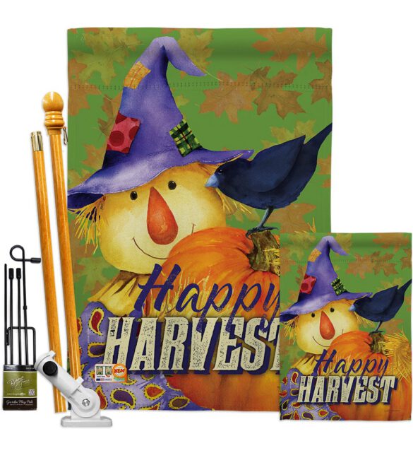 Happy Harvest Scarecrow - Harvest & Autumn Fall Vertical Impressions Decorative Flags HG113080 Made In USA - Image 6