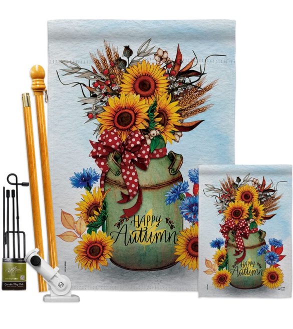 Autumn Milkcan - Harvest Autumn Fall Vertical Impressions Decorative Flags HG130421 Made In USA - Image 7