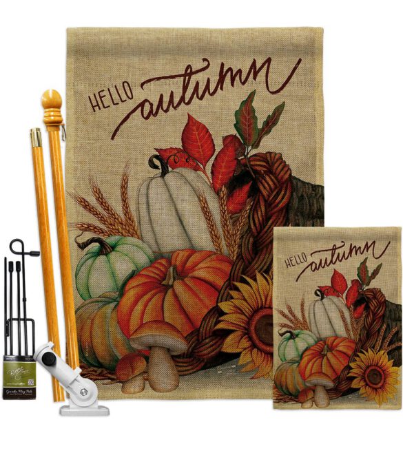 Hello Cornucopia - Harvest Autumn Fall Vertical Impressions Decorative Flags HG130423 Made In USA - Image 27