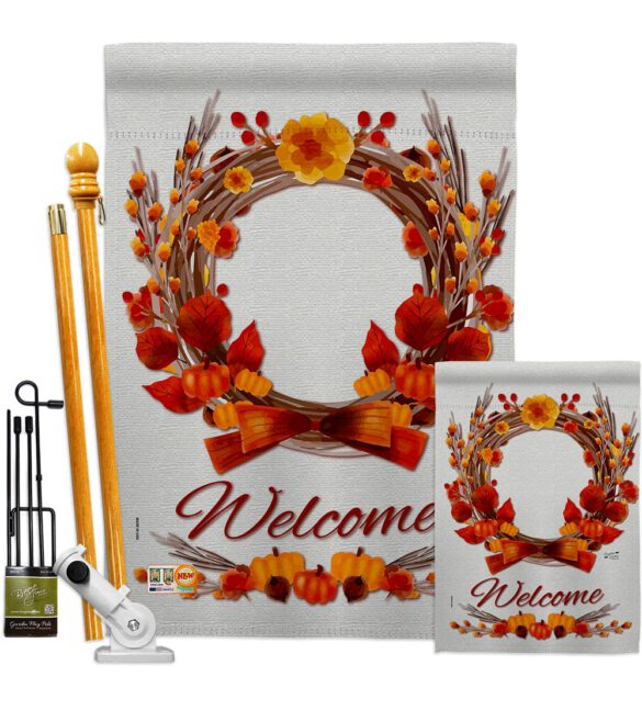 Harvest Wreath - Harvest & Autumn Fall Vertical Impressions Decorative Flags HG137111 Made In USA - Image 6