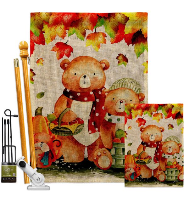 Autumn Bears - Harvest & Autumn Fall Vertical Impressions Decorative Flags HG137587 Made In USA - Image 19