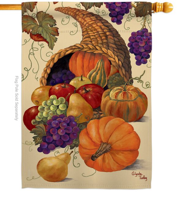 Cornucopia - Harvest & Autumn Fall Vertical Impressions Decorative Flags HG113041 Made In USA - Image 2