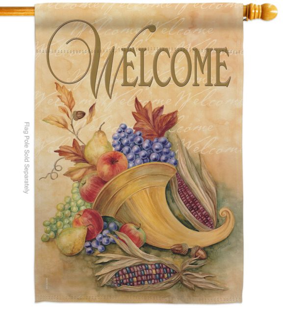 Autumn Cornucopia - Harvest & Autumn Fall Vertical Impressions Decorative Flags HG113042 Made In USA - Image 3