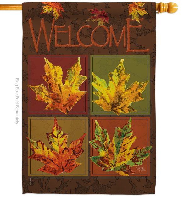 Fall Leaves Collage - Harvest & Autumn Fall Vertical Impressions Decorative Flags HG113048 Made In USA - Image 2