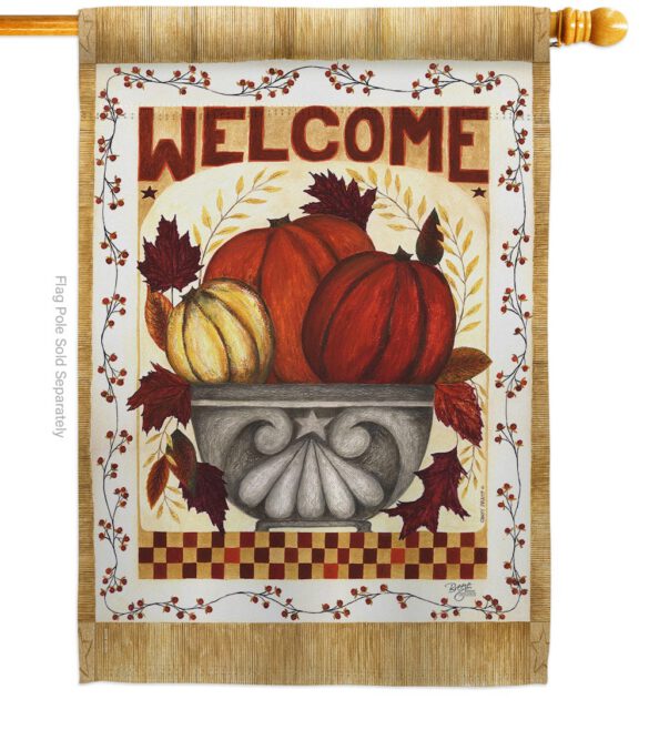 Fall Welcome - Harvest & Autumn Fall Vertical Impressions Decorative Flags HG113067 Made In USA - Image 2