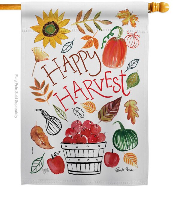 Happy Harvest - Harvest & Autumn Fall Vertical Impressions Decorative Flags HG113073 Made In USA - Image 2