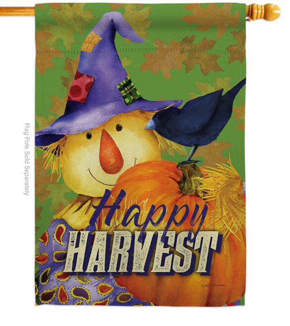 Happy Harvest Scarecrow - Harvest & Autumn Fall Vertical Impressions Decorative Flags HG113080 Made In USA - Image 2