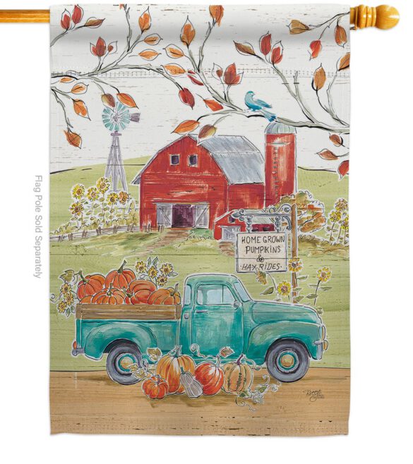 Home Grow Farm - Harvest & Autumn Fall Vertical Impressions Decorative Flags HG113092 Made In USA - Image 2