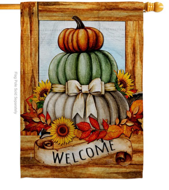 Fall Pumpkin Trio - Harvest & Autumn Fall Vertical Impressions Decorative Flags HG113116 Made In USA - Image 2