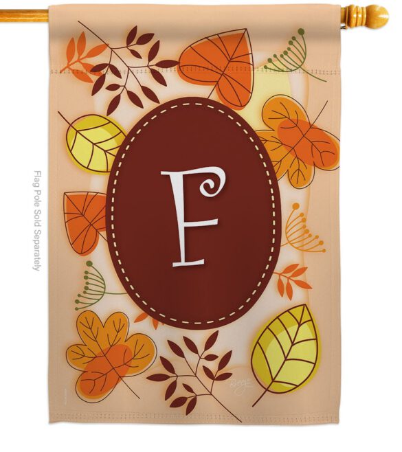 Autumn F Initial - Harvest & Autumn Fall Vertical Impressions Decorative Flags HG130032 Made In USA - Image 3