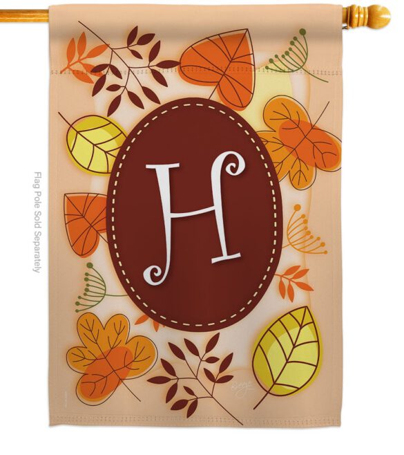 Autumn H Initial - Harvest & Autumn Fall Vertical Impressions Decorative Flags HG130034 Made In USA - Image 3