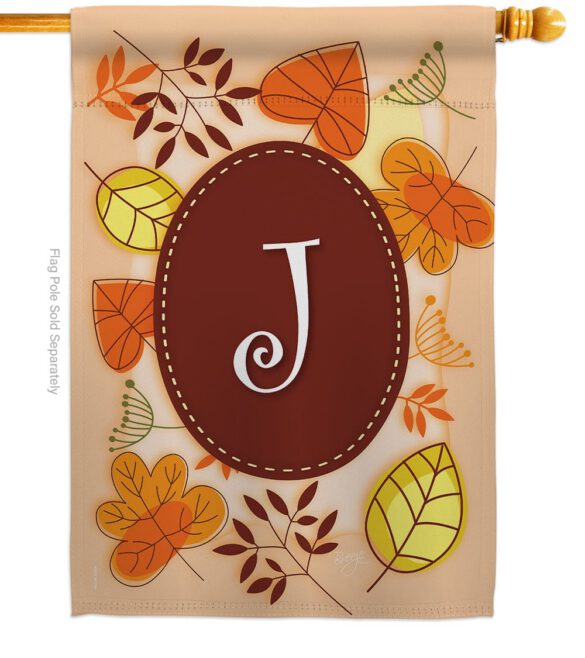 Autumn J Initial - Harvest & Autumn Fall Vertical Impressions Decorative Flags HG130036 Made In USA - Image 3