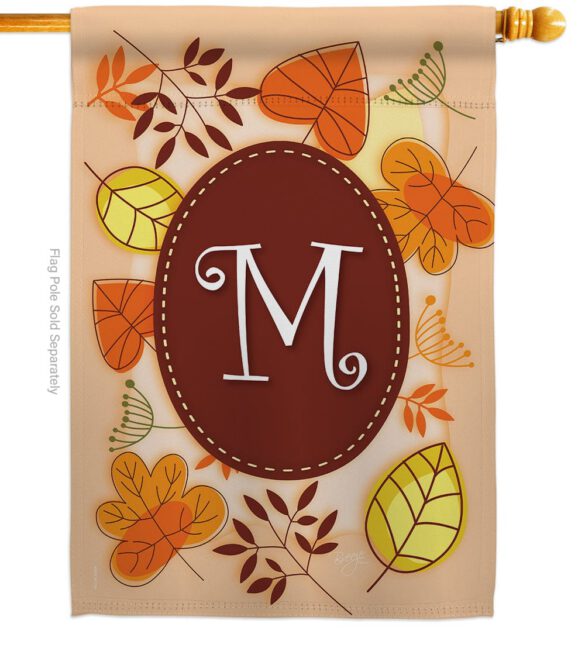 Autumn M Initial - Harvest & Autumn Fall Vertical Impressions Decorative Flags HG130039 Made In USA - Image 3