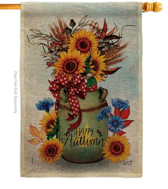 Autumn Milkcan - Harvest Autumn Fall Vertical Impressions Decorative Flags HG130421 Made In USA - Image 24