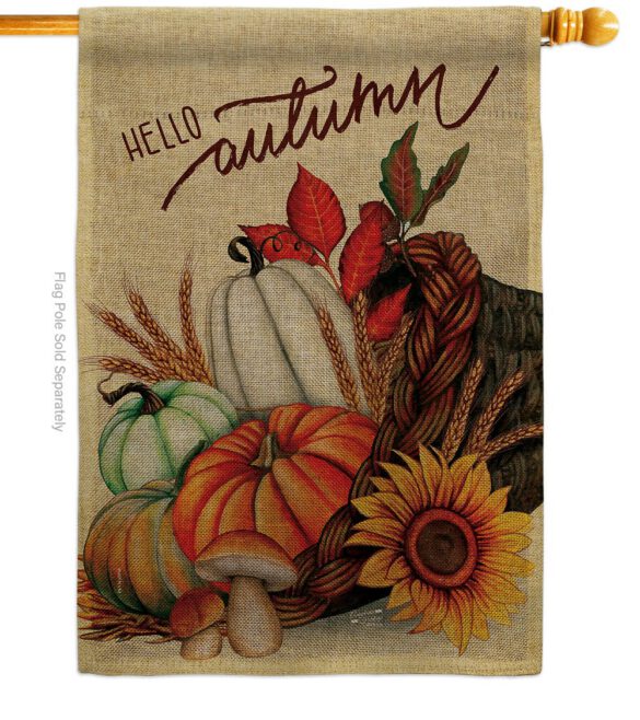 Hello Cornucopia - Harvest Autumn Fall Vertical Impressions Decorative Flags HG130423 Made In USA - Image 23