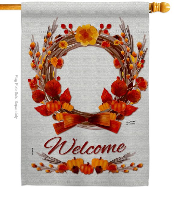 Harvest Wreath - Harvest & Autumn Fall Vertical Impressions Decorative Flags HG137111 Made In USA - Image 2