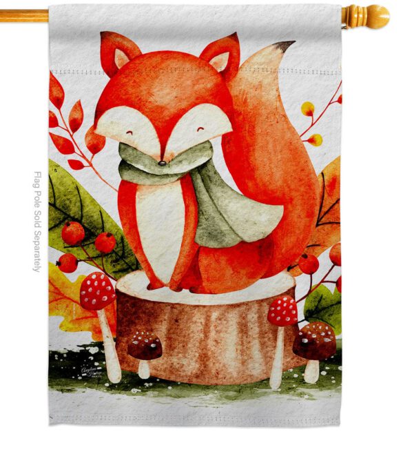 Autumn Fox - Harvest & Autumn Fall Vertical Impressions Decorative Flags HG137595 Made In USA - Image 3