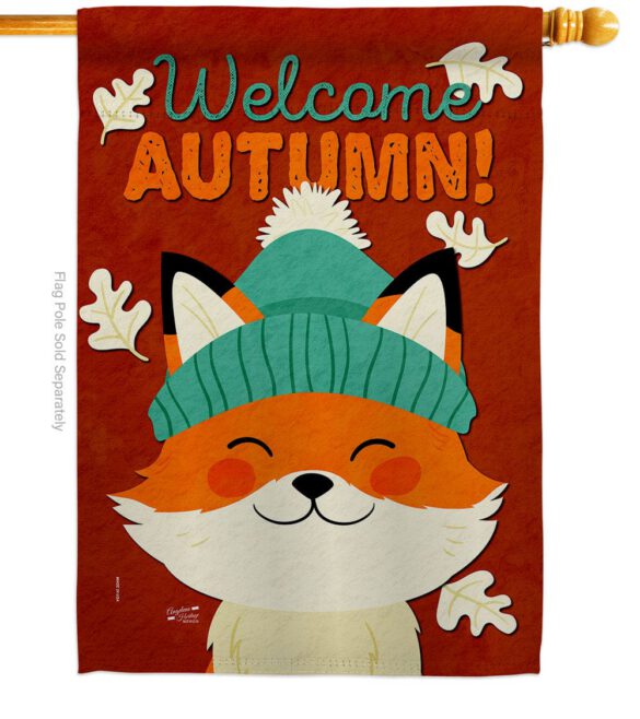Autumn Foxy - Harvest & Autumn Fall Vertical Impressions Decorative Flags HG137608 Made In USA - Image 3