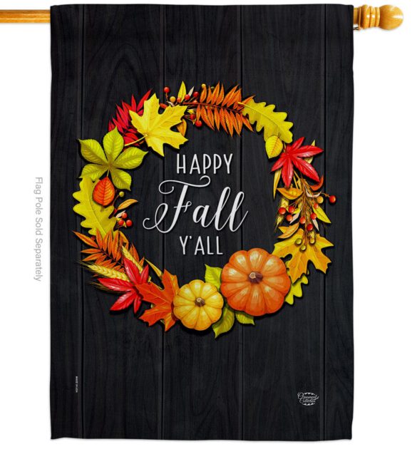 Fall Wreath - Harvest & Autumn Fall Vertical Impressions Decorative Flags HG192630 Made In USA - Image 2