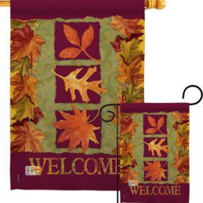 3 Fall Leaves - Harvest & Autumn Fall Vertical Impressions Decorative Flags HG113061 Made In USA