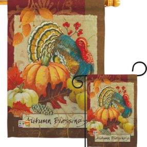 Autumn Blessings Turkey - Harvest & Autumn Fall Vertical Impressions Decorative Flags HG113070 Made In USA