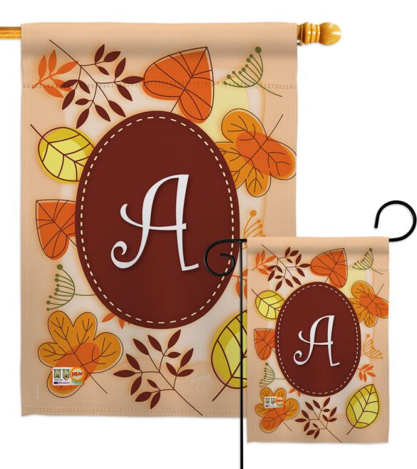 Autumn A Initial - Harvest & Autumn Fall Vertical Impressions Decorative Flags HG130027 Made In USA