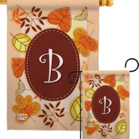 Autumn B Initial - Harvest & Autumn Fall Vertical Impressions Decorative Flags HG130028 Made In USA