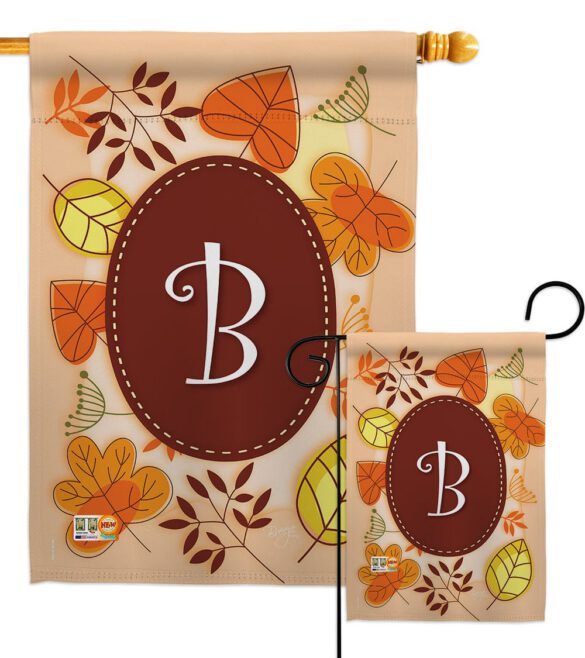 Autumn B Initial - Harvest & Autumn Fall Vertical Impressions Decorative Flags HG130028 Made In USA