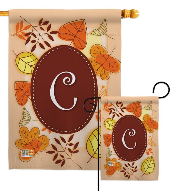 Autumn C Initial - Harvest & Autumn Fall Vertical Impressions Decorative Flags HG130029 Made In USA