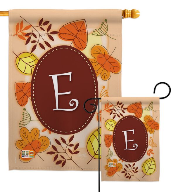 Autumn E Initial - Harvest & Autumn Fall Vertical Impressions Decorative Flags HG130031 Made In USA