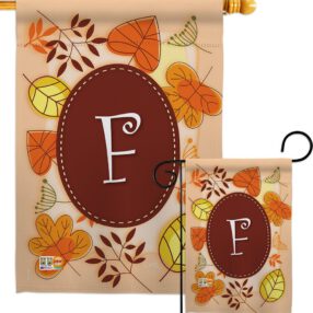 Autumn F Initial - Harvest & Autumn Fall Vertical Impressions Decorative Flags HG130032 Made In USA