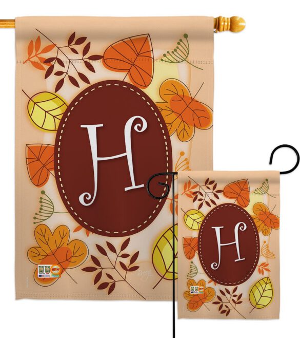 Autumn H Initial - Harvest & Autumn Fall Vertical Impressions Decorative Flags HG130034 Made In USA