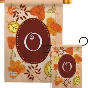 Autumn O Initial - Harvest & Autumn Fall Vertical Impressions Decorative Flags HG130041 Made In USA
