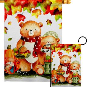 Autumn Bears - Harvest & Autumn Fall Vertical Impressions Decorative Flags HG137587 Made In USA