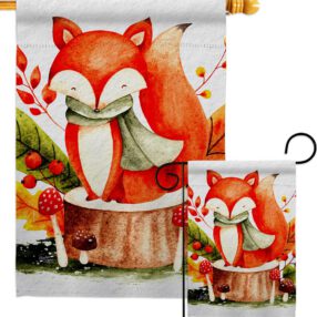 Autumn Fox - Harvest & Autumn Fall Vertical Impressions Decorative Flags HG137595 Made In USA
