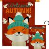 Autumn Foxy - Harvest & Autumn Fall Vertical Impressions Decorative Flags HG137608 Made In USA